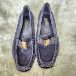 Bally blue suede loafer
